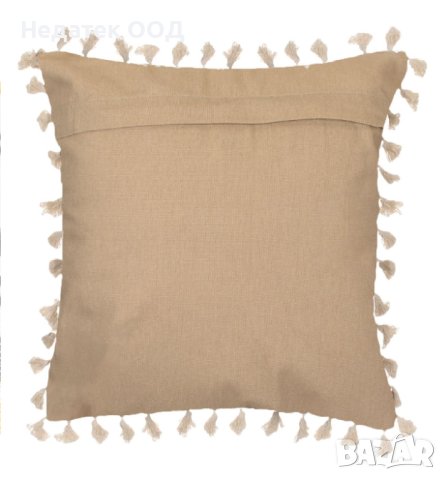 Декоративна  възглавница, Mandala Tassels, 45x45cм, Бежово/ бяло, снимка 2 - Възглавници - 40998204
