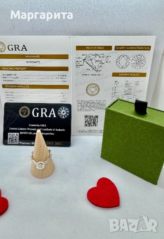 Сребърен пръстен с мойсанит (диамант) 1 карат, снимка 10 - Пръстени - 53306186