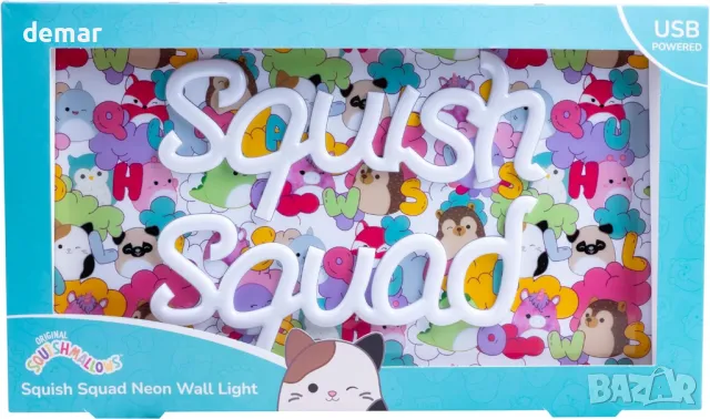 Fizz Creations Squishmallows Squish Squad, неонова табела за стена, USB захранване, LED, снимка 5 - Лед осветление - 47863714