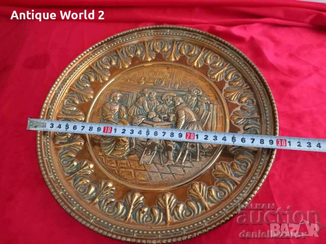 БАРОКОВА Месингова Релефна Чиния ,Пано за Стена с Позлата 3, снимка 6 - Антикварни и старинни предмети - 53271354