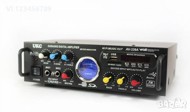 НОВ Караоке Аудио Домашен усилвател Модел: UKC AV-339A + BLUETOOTH