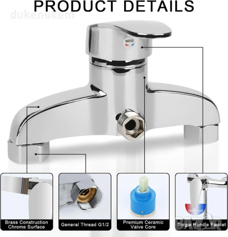 Смесител за душ – стенен, едноръкохватков, хром, G 1/2, снимка 6 - Смесители - 53372502