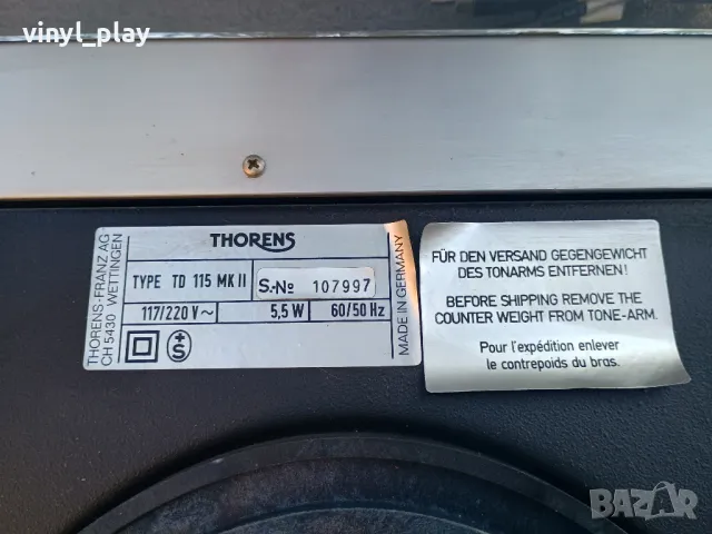  Thorens TD 115 MK II Turntable, снимка 9 - Грамофони - 49778812