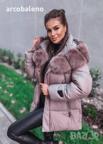 Дамско ватирано бежово яке , снимка 5 - Якета - 52255392