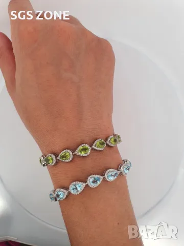 Сребърна Гривна с Топаз и Перидот