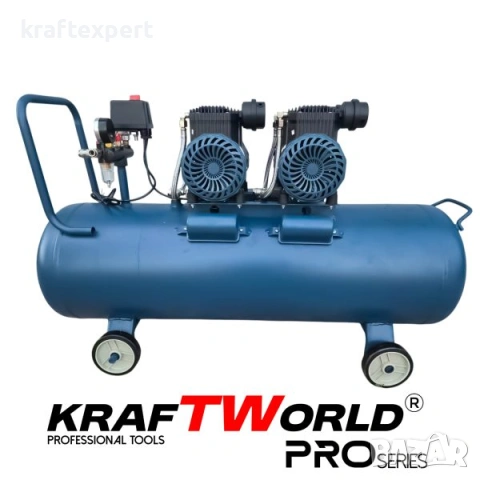 Тих Безмаслен компресор KraftWorld 200 л – 3000W, 8 bar, снимка 2 - Компресори - 53745837