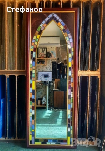 Голямо огледало за стена с витраж, снимка 2 - Декорация за дома - 53756412