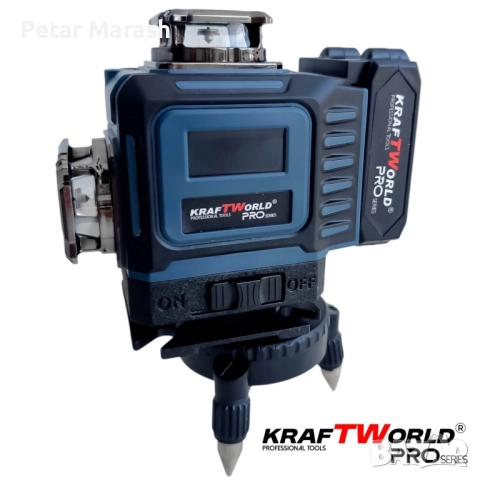 Лазерен нивелир Kraftworld PRO 4×360° с тъчскрийн дисплей, дистанционно и пълен комплект в куфар, снимка 10 - Измервателни инструменти - 52222539