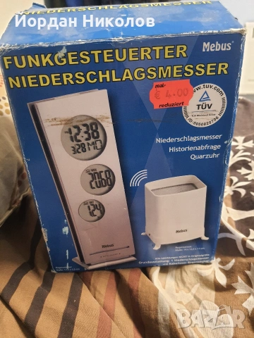 Безжичен дъждомер с часовник Mebus – Метеорологична станция, снимка 2 - Друга електроника - 53511164