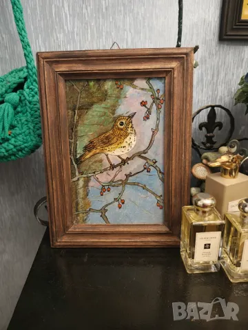 Картина върху стъкло с дървена рамка