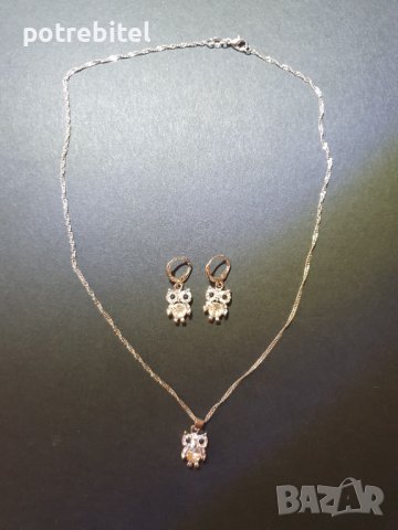 Колие + обеци бухалчета, снимка 4 - Бижутерийни комплекти - 40427563