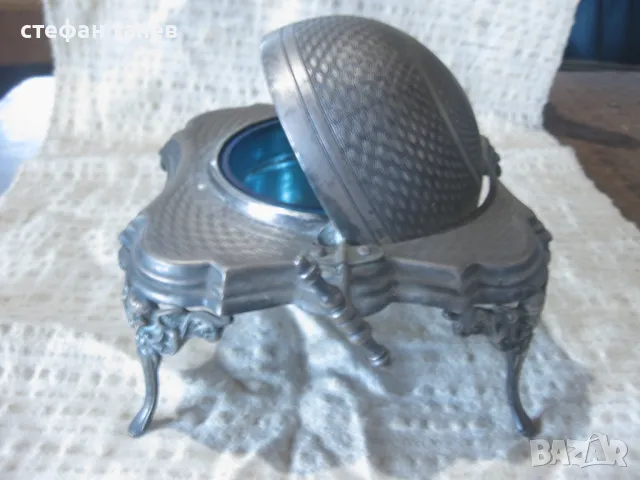 аристократичен сребърен съд за поднасяне на черен хайвер, снимка 4 - Антикварни и старинни предмети - 48931166