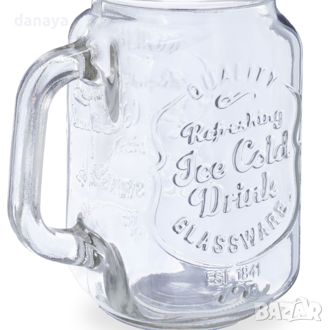 4593 Бурканче за коктейли с цветна капачка и сламка, 450 мл, снимка 9 - Чаши - 44790720