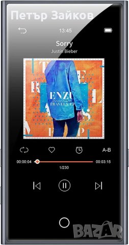 40GB Bluetooth 5.0 MP3 MP4 плейър, 3-инчов пълен сензорен екран HiFi Lossless музикален плейър с FM 