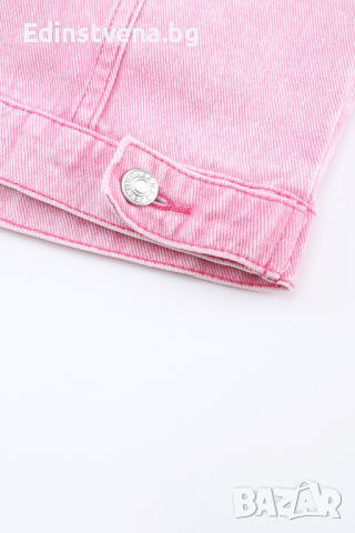 Дамско дънково яке в розово, 100% памук, снимка 8 - Якета - 44599225