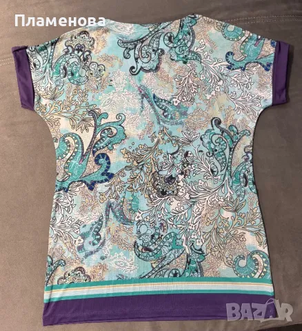 Сатенена дамска блуза с къс ръкав - XL, снимка 2 - Тениски - 48922559