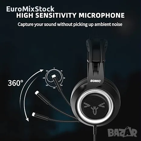 Стерео Геймърски Слушалки с Микрофон SOMIC G951S Black, 3.5mm жак, снимка 3 - Слушалки за компютър - 55903214