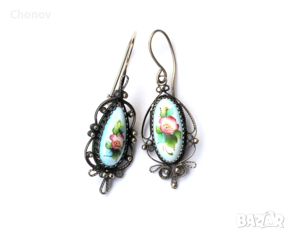 Стари Съветски порцеланови обеци от мелхиор