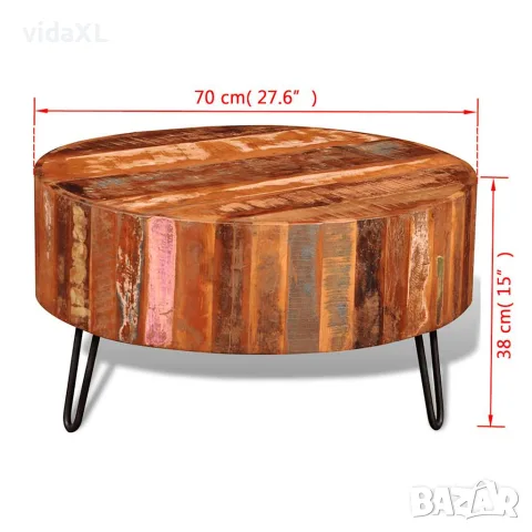 vidaXL Маса за кафе, кръгла, масивно регенерирано дърво, снимка 10 - Маси - 56146324