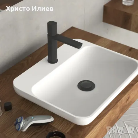 Смесител за мивка със сифон Дизайнерски Модерен Луксозен внос от Германия Черен, снимка 5 - Смесители - 49384610