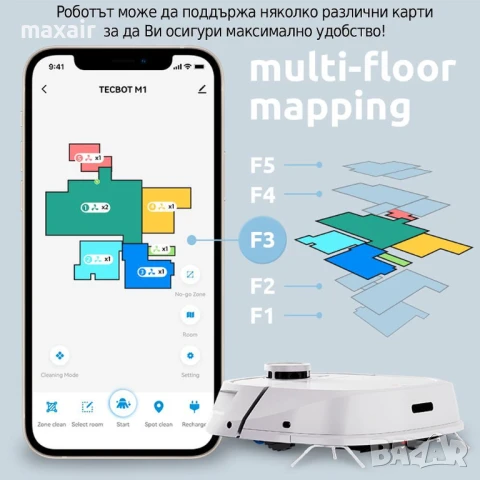 Tecbot M1 – Прахосмукачка робот и подомиячка със самопочистващ моп (черен)*Безплатна доставка*, снимка 13 - Прахосмукачки - 50753859