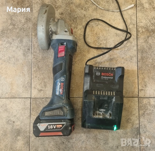 Aкумулаторен ъглошлайф Bosch GWS 180-LI + батерия и зарядно