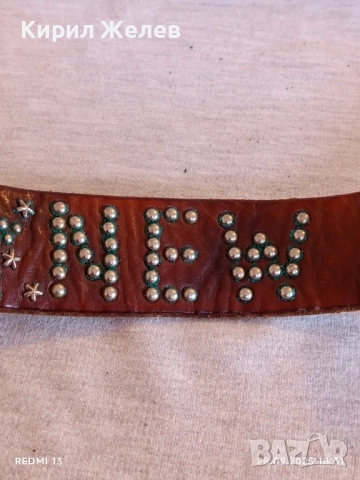 Марков кожен колан Арт с капси и кристали NEW YORK 26519, снимка 6 - Колани - 51869461