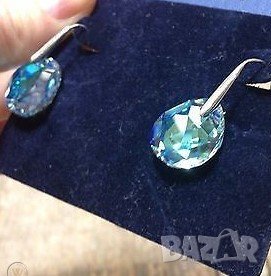 Сваровски SWAROVSKI обеци оригинални небесно син камък, снимка 2 - Обеци - 34222149