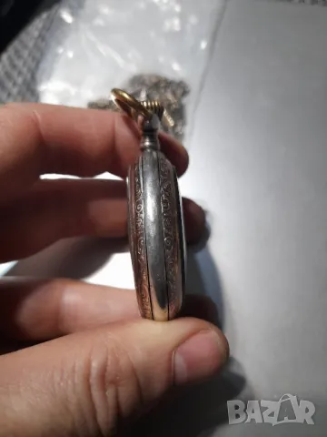 Швейцарски сребърен джобен часовник, снимка 5 - Джобни - 48933762