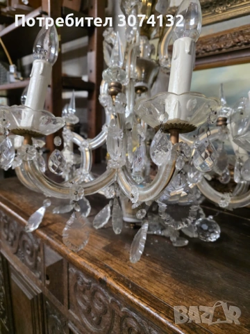 Голям кристален полилей кралица Елизабет, снимка 3 - Полилеи - 53650282