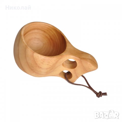 Дървена Чаша Кукса , Kuksa с два отвора . Скандинавски стил , къмпинг , туризъм, снимка 4 - Чаши - 39202582