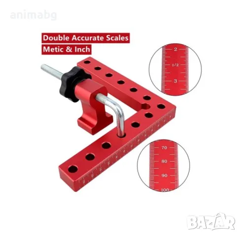 ANIMABG Правоъгълна алуминниева скоба, Дърводелски инструмент за затягане, 90 градуса, снимка 3 - Други инструменти - 50385239