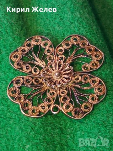 СРЕБЪРНА ЧЕТИРИЛИСТНА ДЕТЕЛИНА МЕДАЛЬОН ВИСОКА ПРОБА ФИЛИГРАННО СРЕБРО СТАРА РЪЧНА ИЗРАБОТКА 38449, снимка 3 - Антикварни и старинни предмети - 41388982