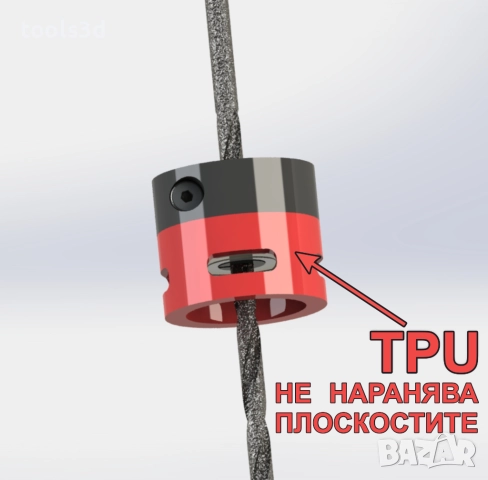 Ограничители за свредла с лагер в долната част напечатан на 3d принтер.