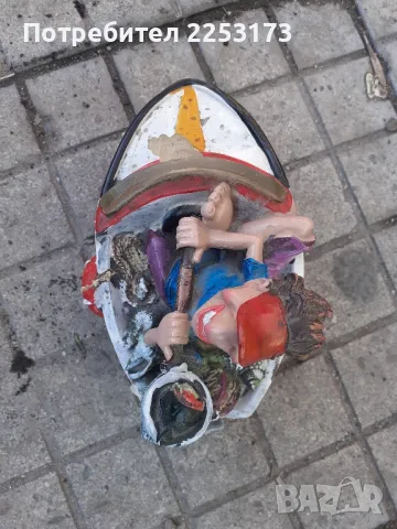 Стара рисувана декорация на рибар, снимка 1