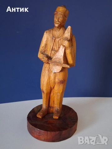 Стара Българска Дърворезба Гъдулар от Соца , снимка 5 - Други ценни предмети - 53644489