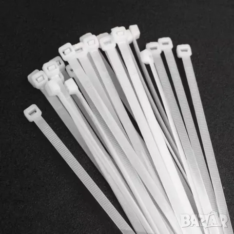 Комплект 100 бели кабелни връзки 2.5 x 200 mm