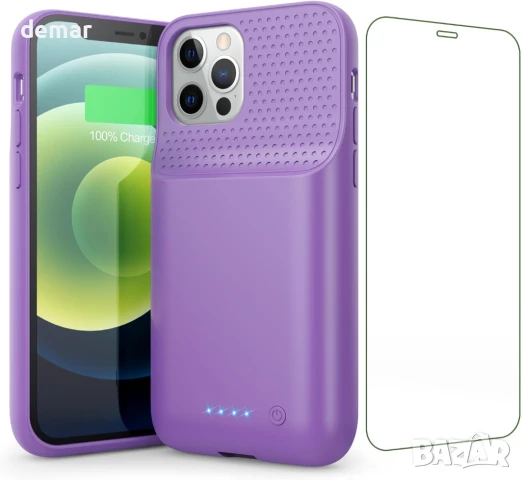 Кейс с батерия Feob за iPhone 12/12 Pro (6.1 инча) - 10800mAh, лилав