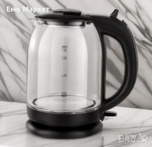 Електрическа кана Rosberg, 1800W, 1.8 л, стъклена, Черен. Гаранция 24 месеца , снимка 2 - Кани - 49451929