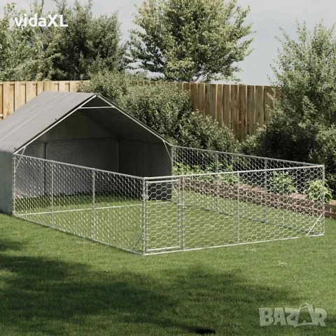 vidaXL Открита кучешка колиба с бягаща пътека 7x3x1,9 m, снимка 2 - За кучета - 56147013