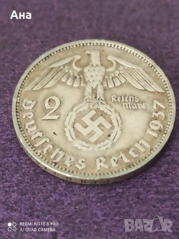 2 Марки 1937 год сребро Трети Райх 