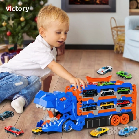 Комплект динозавър камион с колички – паркинг и катапулт 2 в 1 