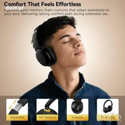 Черни безжични слушалки Hero Max Bluetooth 6.0 с активно шумопотискане, снимка 6 - Други стоки за дома - 56011817