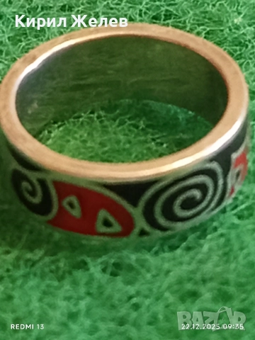 Ефектен сребърен пръстен с емайл красив стилен дизайн 52470, снимка 6 - Пръстени - 52871896