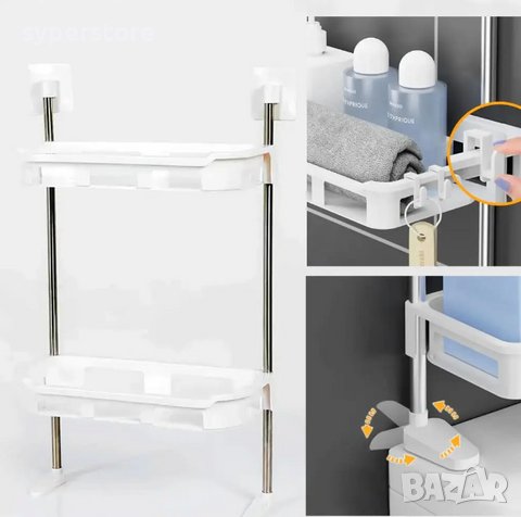 Стелаж за баня или кухня за стена Digital One SP00835, 2 рафта, бял, 55см/30см, лесен монтаж!, снимка 4 - Други стоки за дома - 41575471