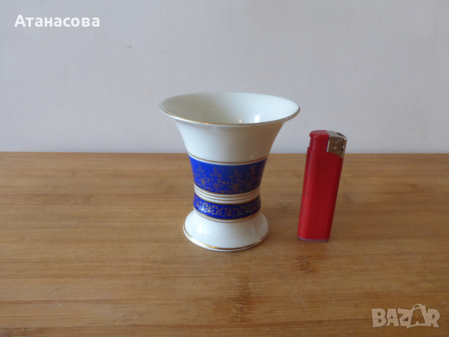 Немска малка порцеланова ваза кобалт БАВАРИЯ 1950 г, снимка 8 - Декорация за дома - 44693032