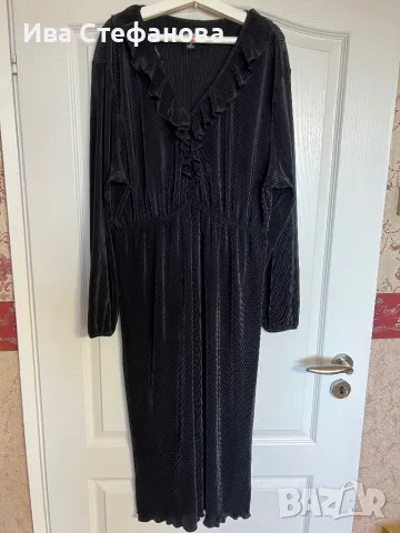 Разкошна нова черна еластична ситно плисе плисирана солей дълга елегантна рокля , снимка 7 - Рокли - 47596848