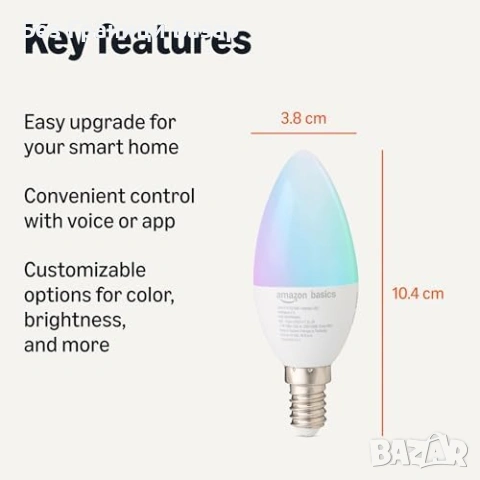 Нови Смарт крушка E14 2 броя WiFi 2.4GHz Multicolour Alexa only димиране, снимка 2 - Крушки - 53682091