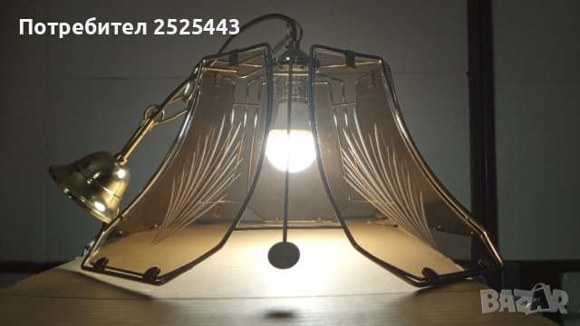Абажур (Полилей) метален с 5 стъкла и Нова LED крушка Е27 9W 4000K, снимка 13 - Лампи за таван - 41705361