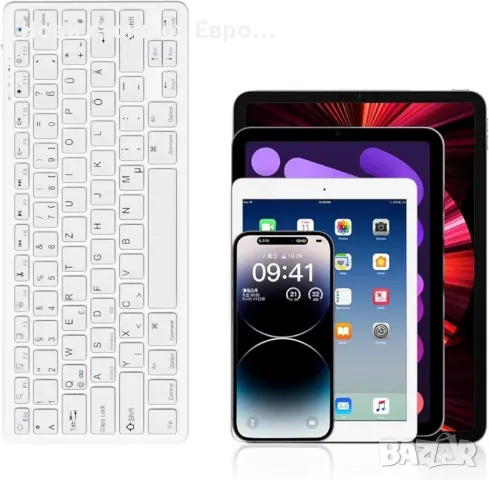 Bluetooth клавиатура немска,безжична ултратънка,съвместима с iOS/Android/Windows системи, снимка 4 - Клавиатури и мишки - 50335855